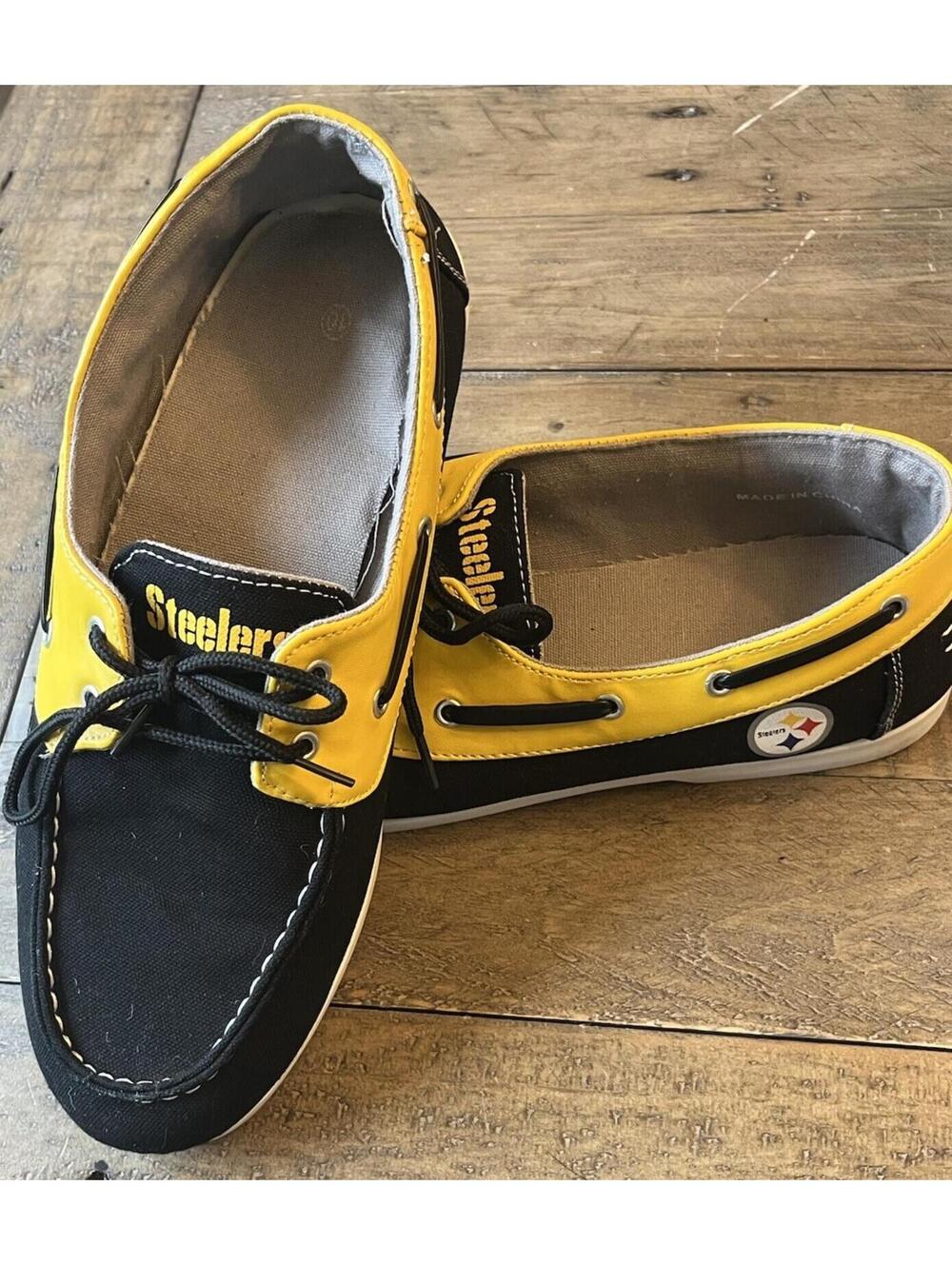 Pittsburgh Steelers Side Logo Team Color Boat Casual Shoes Slip On Men's 10